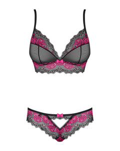 Obsessive - Tulia 2-piece Bra Set - Black/Pink