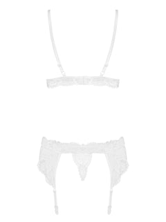 Obsessive - 3-Piece Lace Garter Set - White