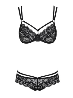 Obsessive - 2-piece Lace Bra Set - Black