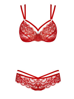 2 Piece Lace Bra Set - Red