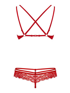 2 Piece Lace Bra Set - Red