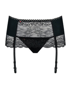 Obsessive - Miamor Garter Belt With Thong - Black