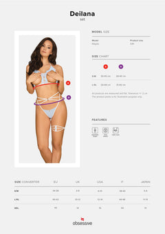 Obsessive - Deilana Sexy Open Cup Bra Set - Blue/White