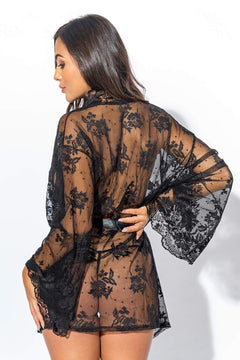 Christine - Lace Kimono Graceful - Black