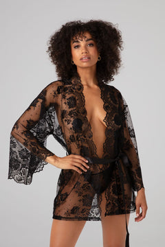 Christine - Lace Kimono Graceful - Black