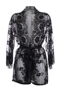 Christine - Lace Kimono Graceful - Black
