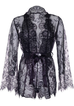 Set Lace Body & Kimono Cosmeta - Black