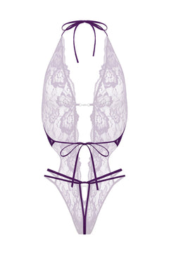 Christine - Renee Lace Thong Bodysuit - Purple