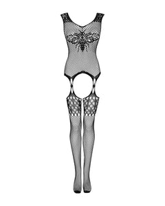 Butterfly Catsuit with Garter Design - Black