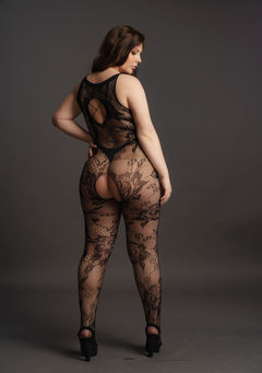 Curvy Catsuit in lace look black