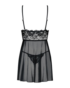 Obsessive - Idillia Babydoll and Thong - Black