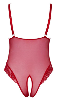 Bodysuit with Open Crotch - Red