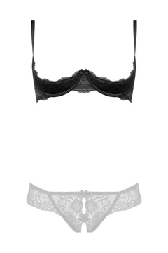 Christine - Lace Quarter Cups Bra Marzia - Black