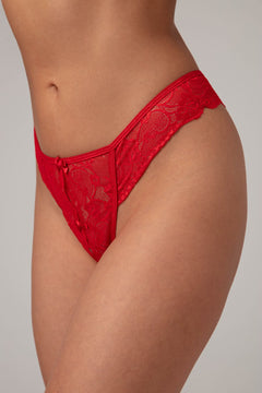 Christine - Lace String With Open Crotch Marzia - Red