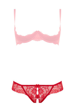 Christine - Lace String With Open Crotch Marzia - Red