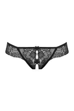 Christine - Lace String With Open Crotch Marzia - Black