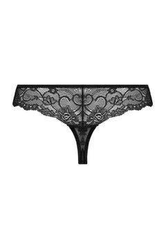 Christine - Lace String With Open Crotch Marzia - Black