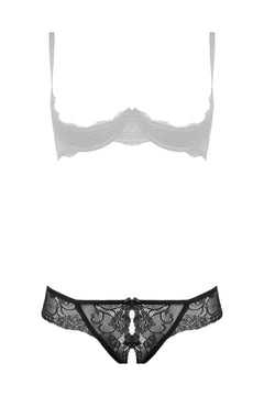 Christine - Lace String With Open Crotch Marzia - Black