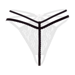 Christine - Crotchless Lace Thong - Black