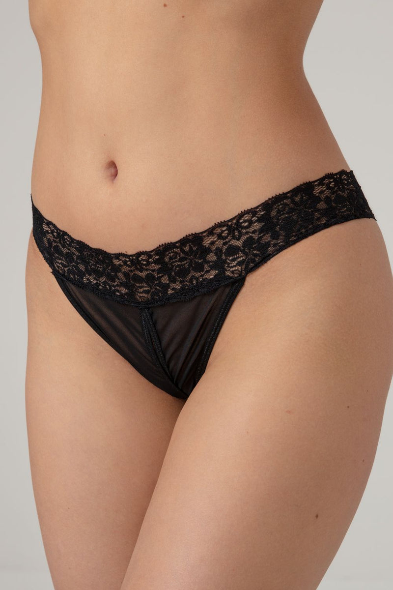 Christine - Crotchless Thong - Black
