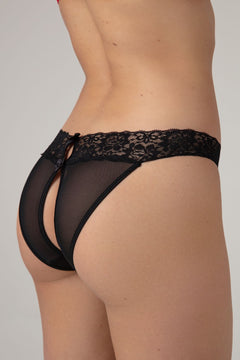 Christine - Crotchless Thong - Black