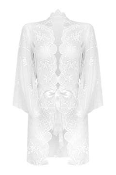 Christine - Lace Kimono Set Flower - White