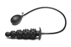 Master Series - Ribbed Inflatable Anal Plug - Black