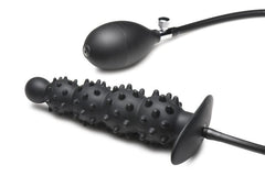 Master Series - Ribbed Inflatable Anal Plug - Black