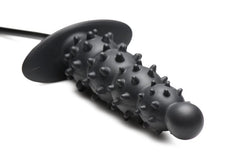Master Series - Ribbed Inflatable Anal Plug - Black