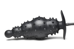 Master Series - Ribbed Inflatable Anal Plug - Black