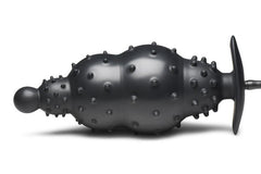Master Series - Ribbed Inflatable Anal Plug - Black