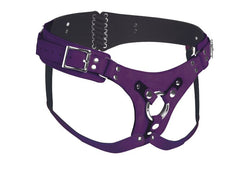 Deluxe Leather Strap-On Corset - Purple