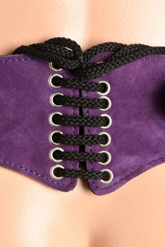 Deluxe Leather Strap-On Corset - Purple
