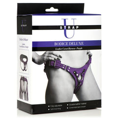 Deluxe Leather Strap-On Corset - Purple