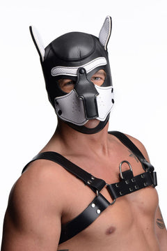 Spike Puppy BDSM Hood - Black/White