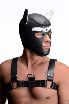 Spike Puppy BDSM Hood - Black/White