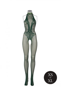 Lace Fishnet Catsuit - Green