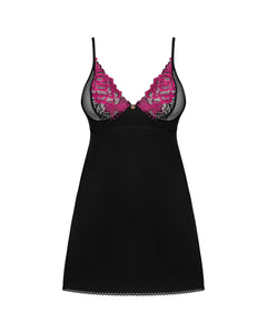 Obsessive - Rosenty Babydoll & String - Black/Purple