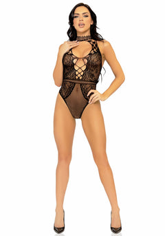 Fishnet Lace Bodysuit - Black