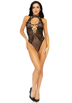 Fishnet Lace Bodysuit - Black