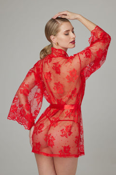Christine - Lace Kimono Graceful - Red