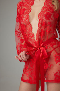 Christine - Lace Kimono Graceful - Red