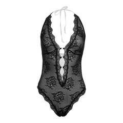 Christine - Lace open crotch body Rose