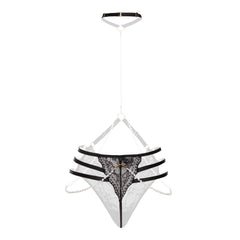Christine - Luxury lace Pearl Thong Mea - Black