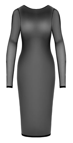 Cottelli Party - Sheer Dress With Long Sleeves - Black