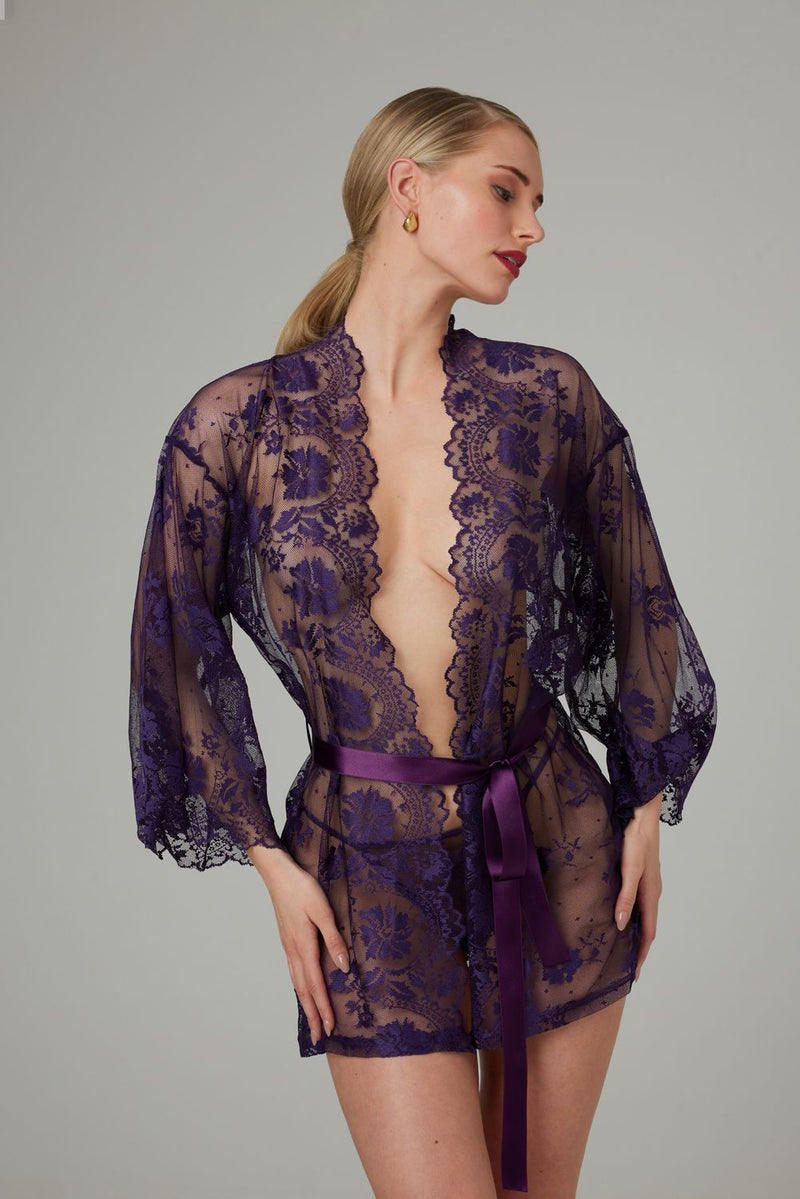 Christine - Lace Kimono Graceful - Purple