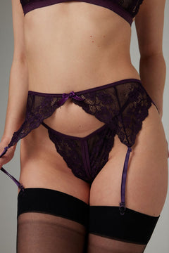Christine - Axelle 3pc Set - Open Crotch & Cups Purple