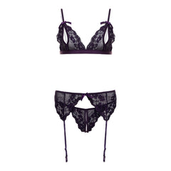 Christine - Axelle 3pc Set - Open Crotch & Cups Purple