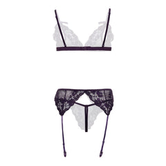Christine - Axelle 3pc Set - Open Crotch & Cups Purple