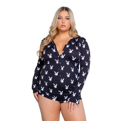 Playboy Lingerie - Slumber Bunny Onesie - Black